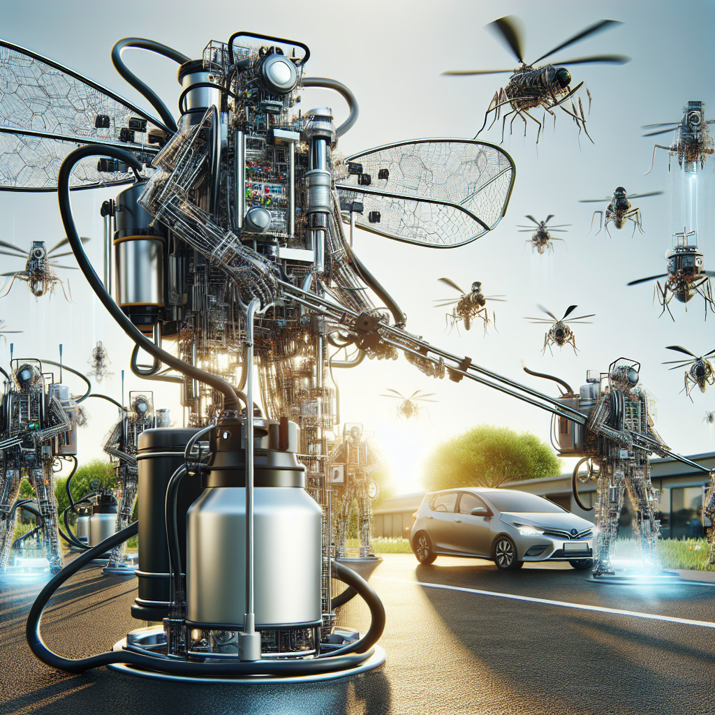 תמונה של ציוד הדברה בטכנולוגיה מתקדמת בפעולה בשטח, עם דגש על בטיחות.